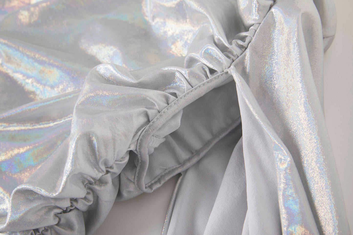 Slant Shoulder Asymmetrical Design Pleated Slim Fit Hip Silver Dress