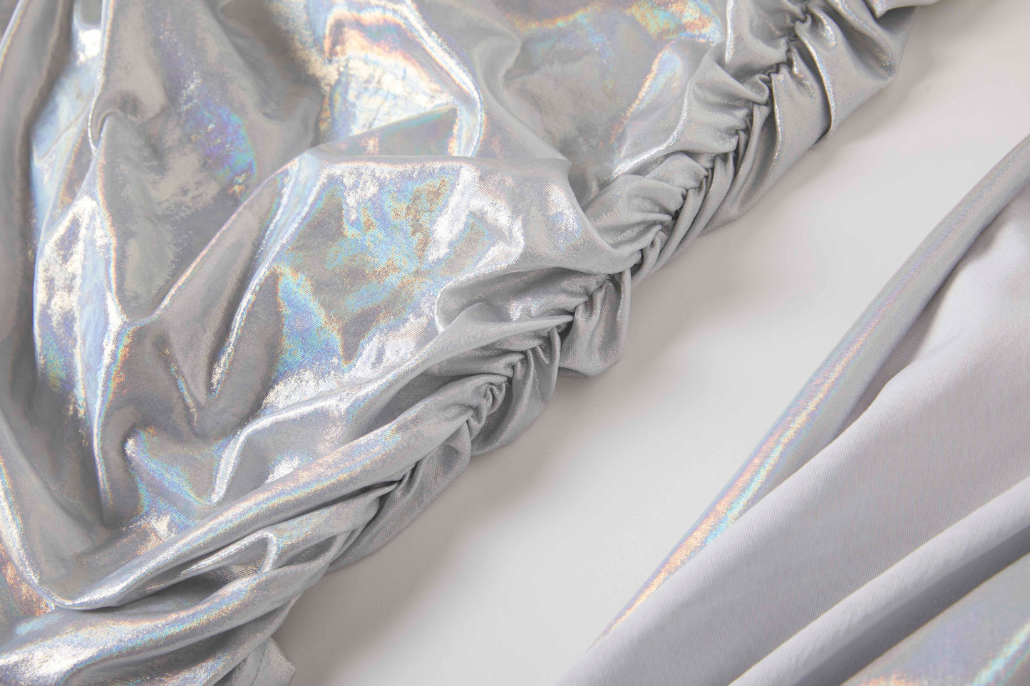 Slant Shoulder Asymmetrical Design Pleated Slim Fit Hip Silver Dress