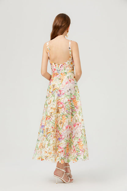 Flower Hollow Embroidered Slip Dress Lace Dress