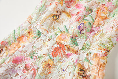 Flower Hollow Embroidered Slip Dress Lace Dress