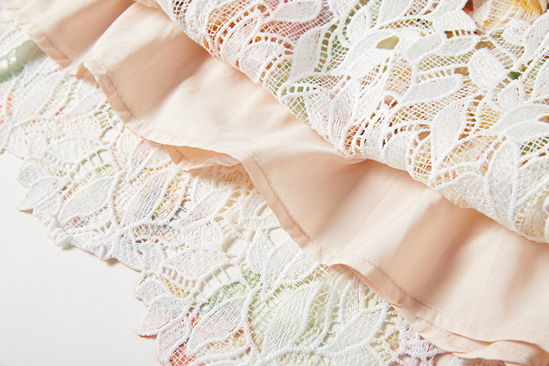 Flower Hollow Embroidered Slip Dress Lace Dress