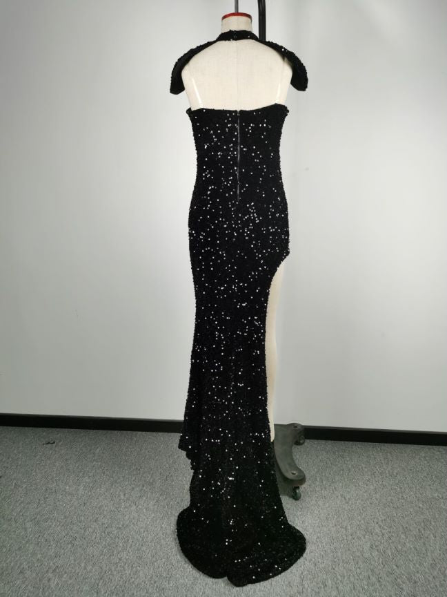 Sequined Tube Top Banquet Dress Hip-Wrapped Evening Dress