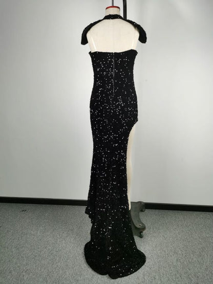 Sequined Tube Top Banquet Dress Hip-Wrapped Evening Dress