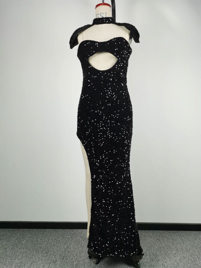 Sequined Tube Top Banquet Dress Hip-Wrapped Evening Dress