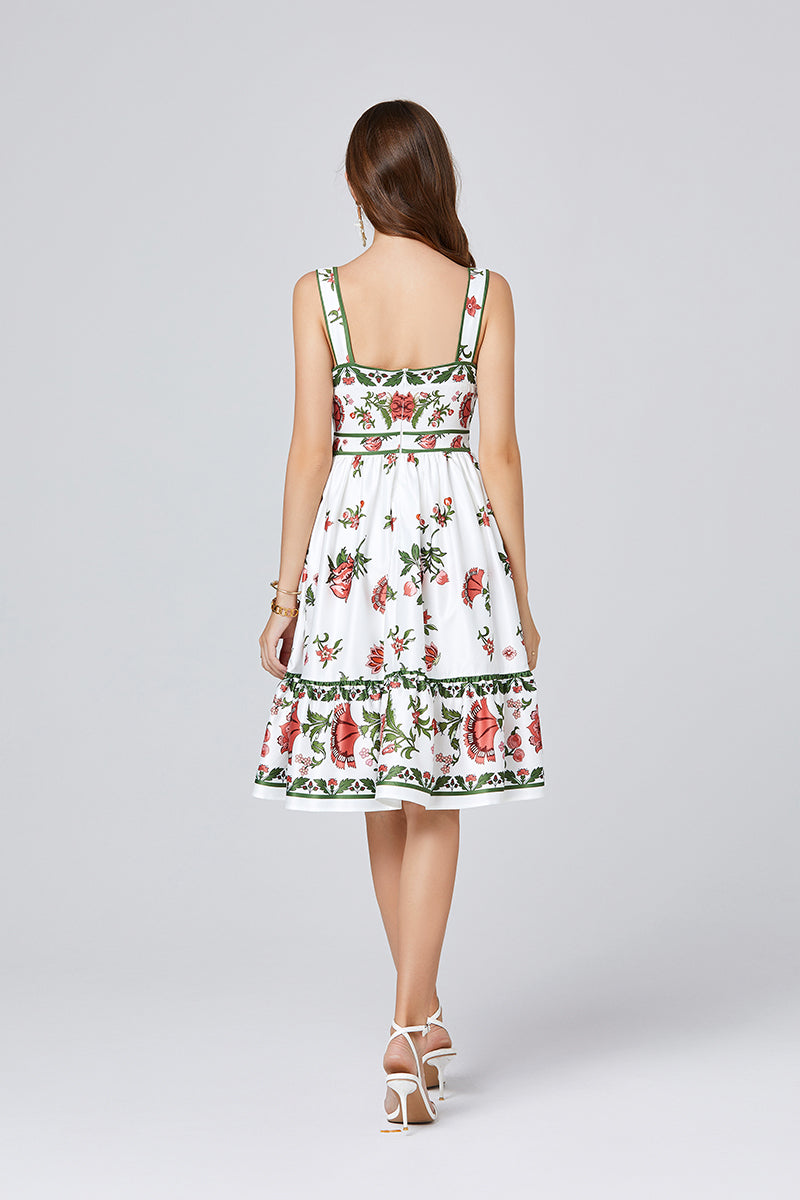 Positioning Print Slim Fit Sling Dress