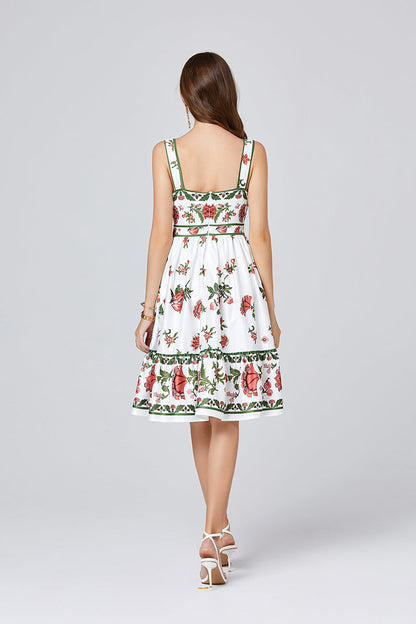 Positioning Print Slim Fit Sling Dress