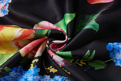 Positioning Vintage Printed Three Dimensional Strapless Strap Dress Back Rubber Strap High Waist Dress