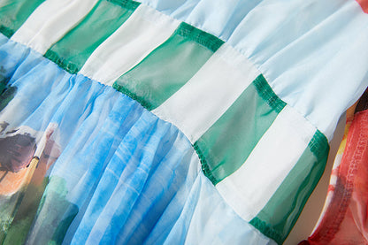 Printed Backless Strap Slim fit High Waist Dress Large A Line Dress