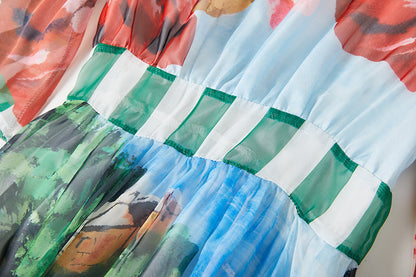 Printed Backless Strap Slim fit High Waist Dress Large A Line Dress