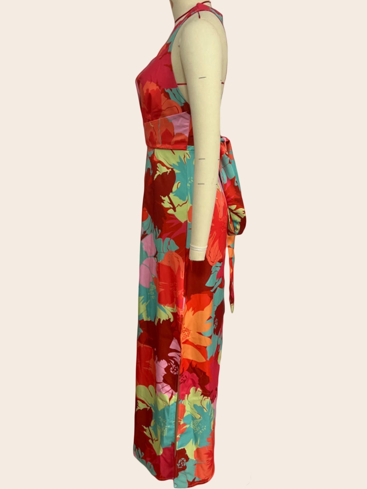 Casual V neck Printed Lace up Mid Length Dress