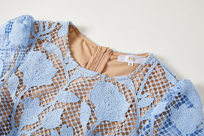 Solid Lace Daily Elegant A Line Maxi Dress