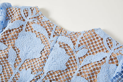 Solid Lace Daily Elegant A Line Maxi Dress