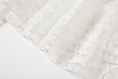 Cool Cotton Stitching Lace Hollow Dress Sleeve Dress