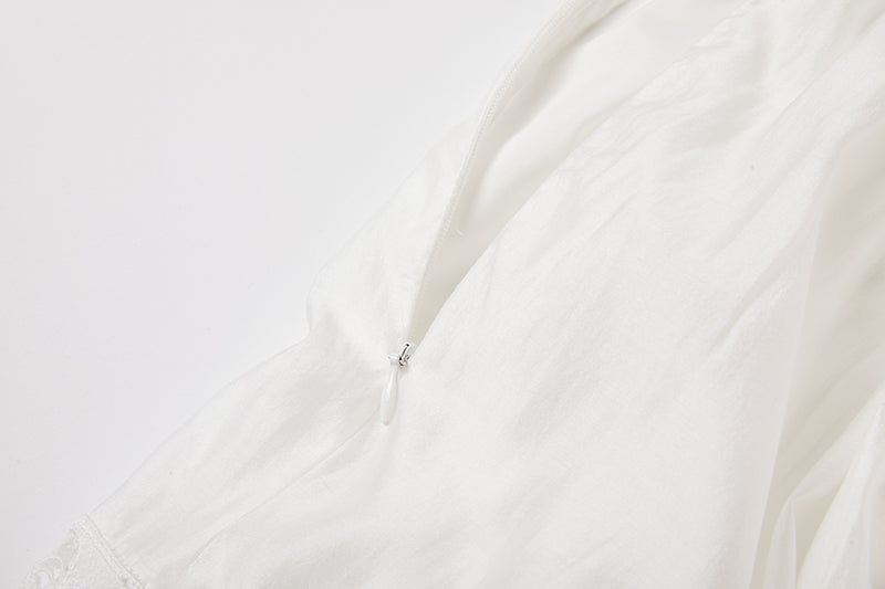 Cool Cotton Stitching Lace Hollow Dress Sleeve Dress