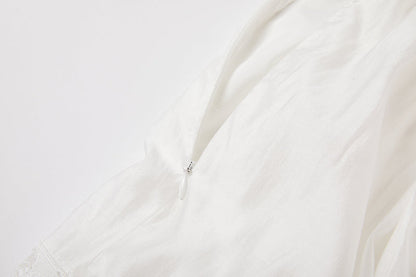 Cool Cotton Stitching Lace Hollow Dress Sleeve Dress