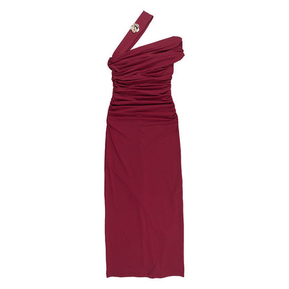 Horres Midi Dress-Maroon