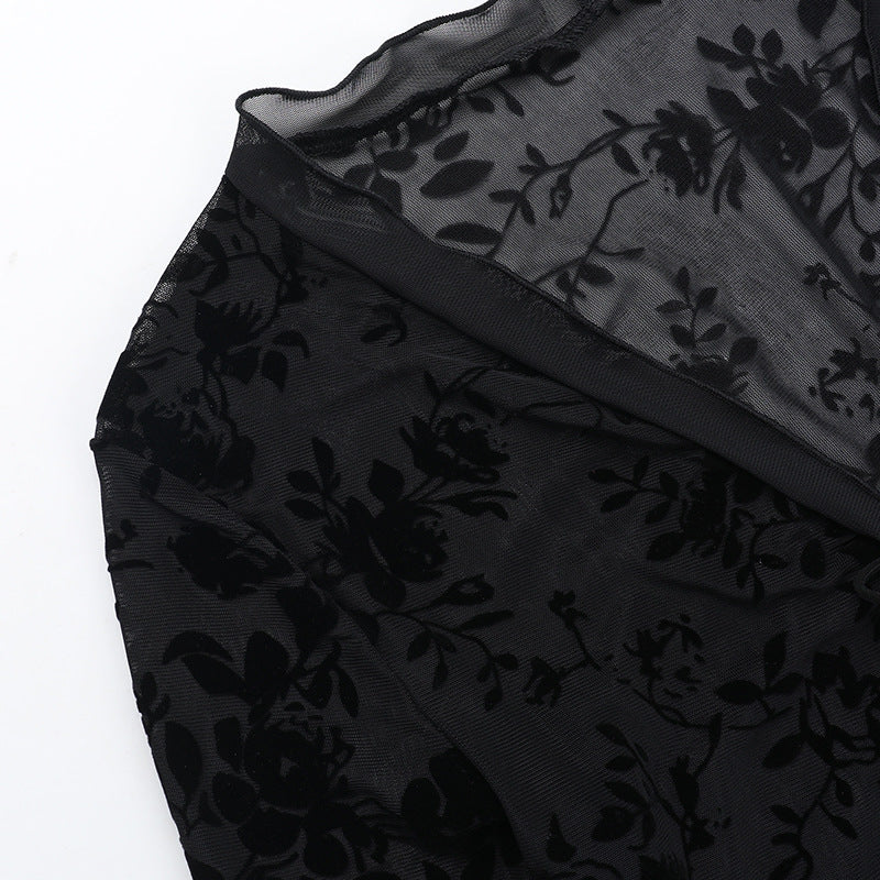 Lace Lovers Tie Up Top - Black