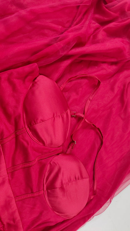 Solid Color Sling Dress Evening Dress Mesh Large Dress