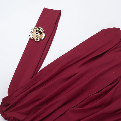 Horres Midi Dress-Maroon