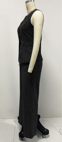 Frenzy Denim Co ord - Black