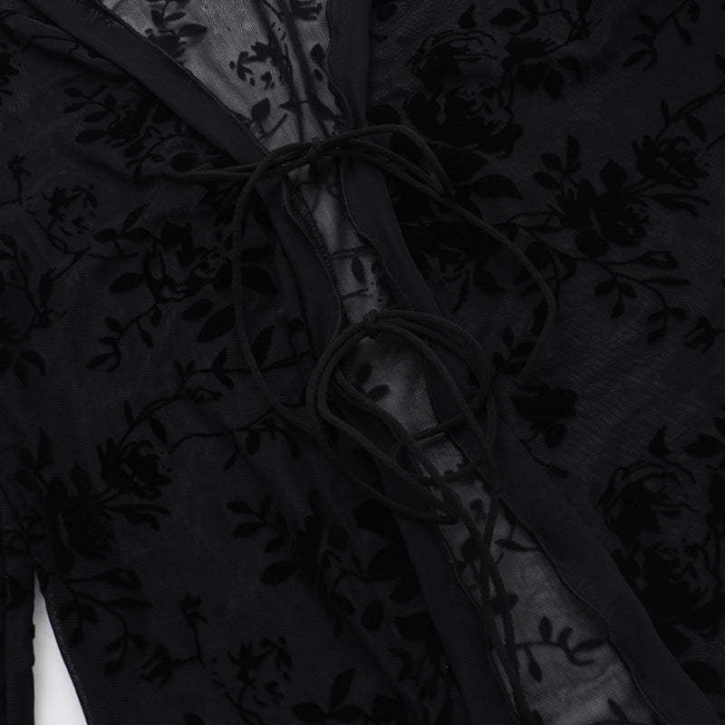 Lace Lovers Tie Up Top - Black