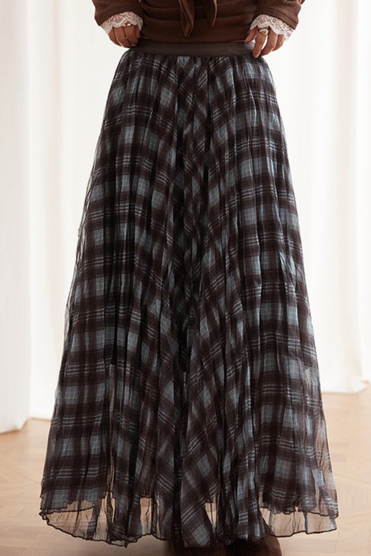 Plaid A-Line Maxi Christmas Skirt