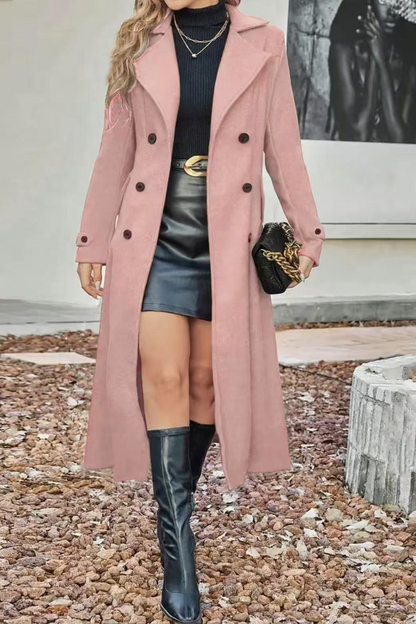 Wool Blend Lapel Double Breasted Chic Christmas Outerwear