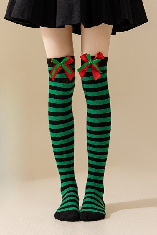 Soft Knit Striped Christmas Socks