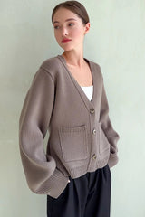 V Neck Pocket Detail Cardigan