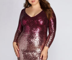 Plus Ombre Stylish Sequin Dress Plus Dressy Dresses