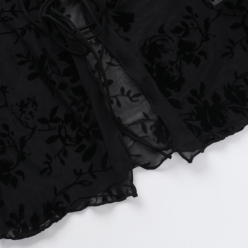 Lace Lovers Tie Up Top - Black