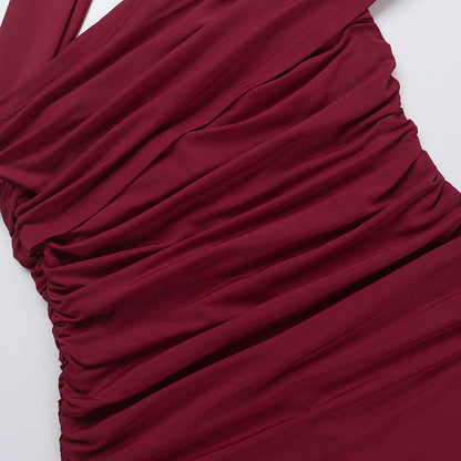 Horres Midi Dress-Maroon