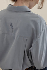 Velvet Satin Back Embroidered Chic Workwear Blouse