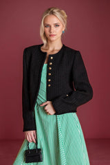 Short Tweed Long Sleeve Coat