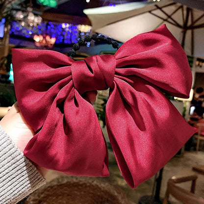 Big Red Bow Hair Accessory - Spring Korean Satin Rubber Christmas Red / Size Fits All Accessories-L