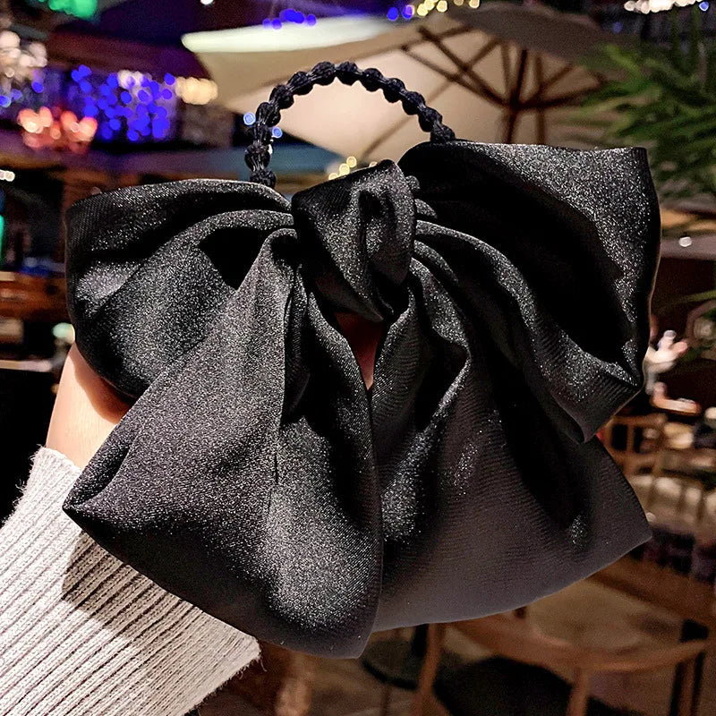 Big Red Bow Hair Accessory - Spring Korean Satin Rubber Christmas Black 2 / Size Fits All