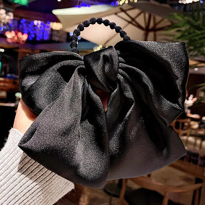 Big Red Bow Hair Accessory - Spring Korean Satin Rubber Christmas Black 2 / Size Fits All