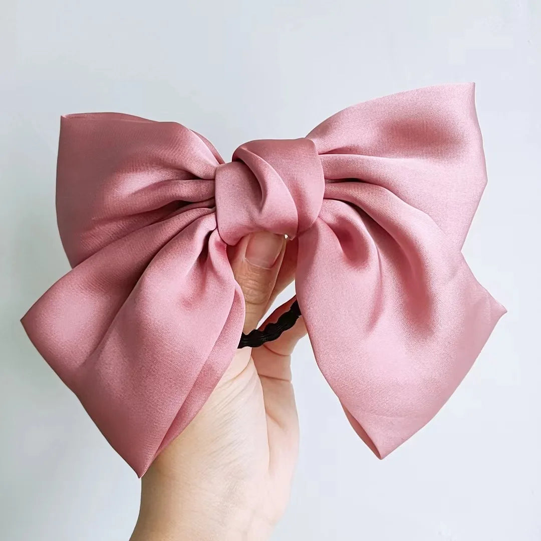 Big Red Bow Hair Accessory - Spring Korean Satin Rubber Christmas Pink 2 / Size Fits All