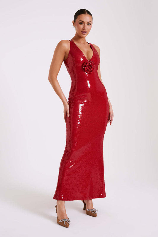 Hexed Bodycon Dress - Red