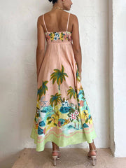 Sling Printed Stylish Casual Midi Dress Dresses