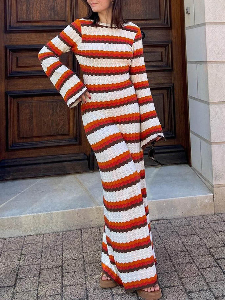 Zigzag Pattern Crochet Open Back Maxi Dress – Julia Fashion
