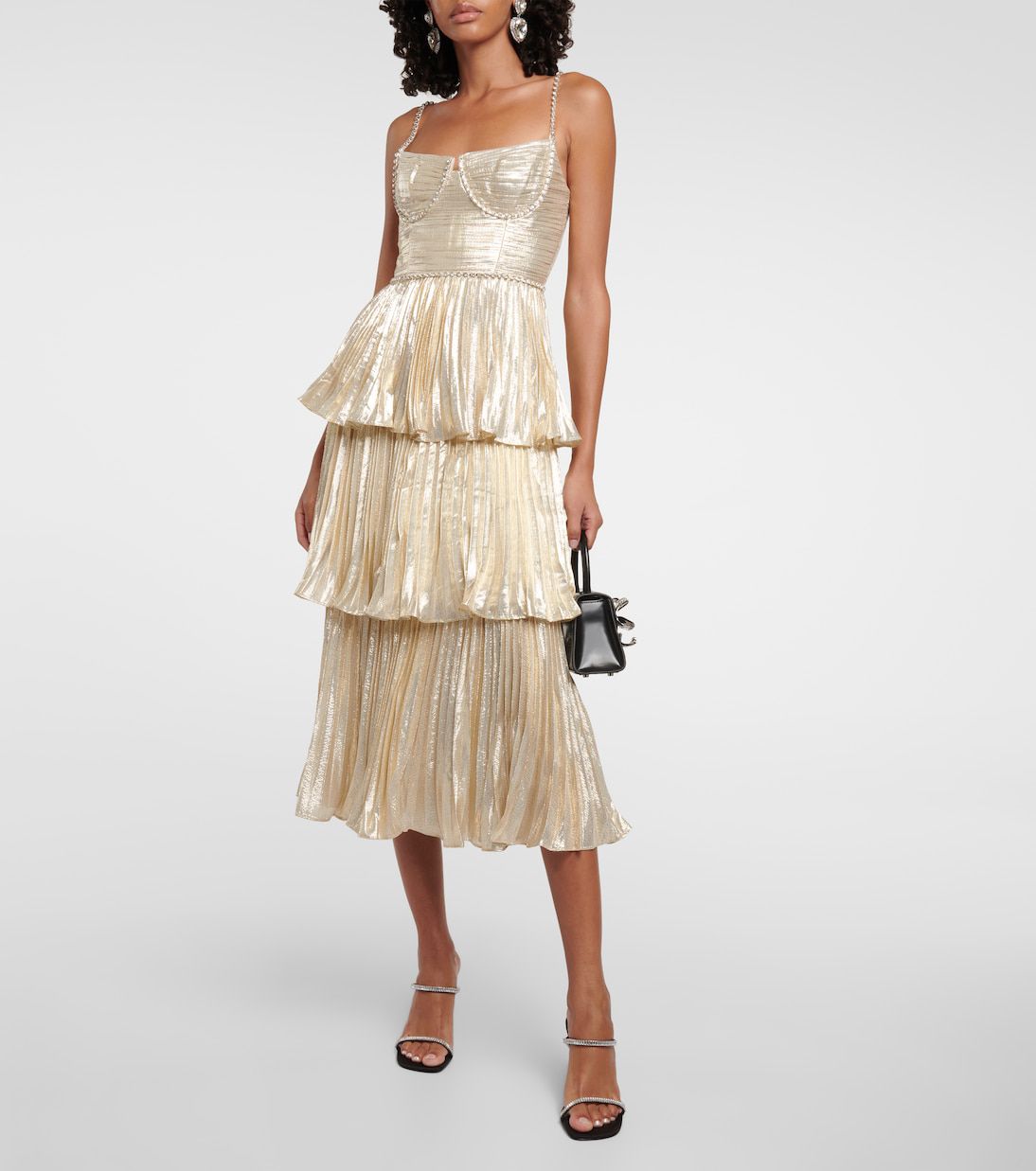 Party Ruffle Midi Dress - Champagne