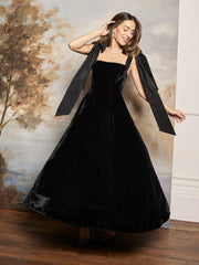 Velvet Strapless Bow Midi Dress