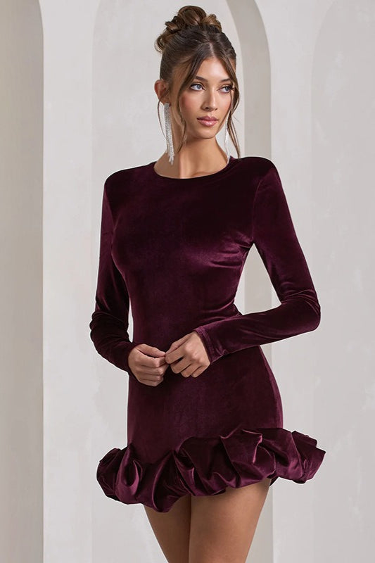 Velvet Round Neck Party Dress