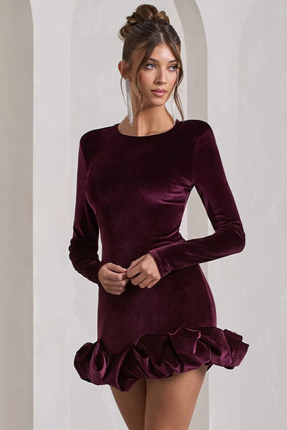 Velvet Round Neck Party Dress