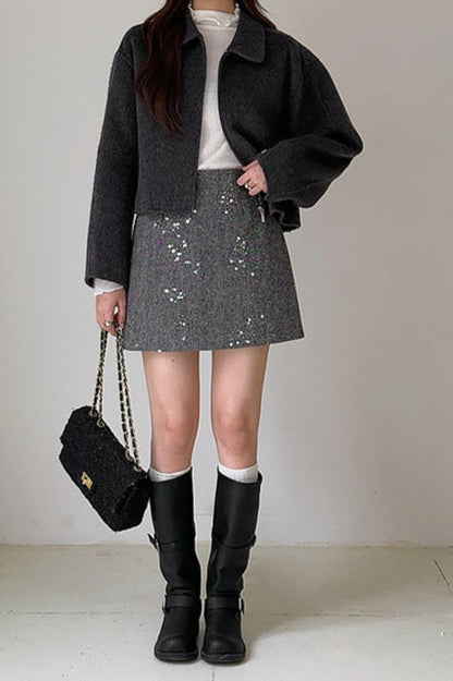 Crystal Bead Embellished Christmas Skirt