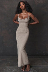 Sheer Lined Lace Trim Party Dress