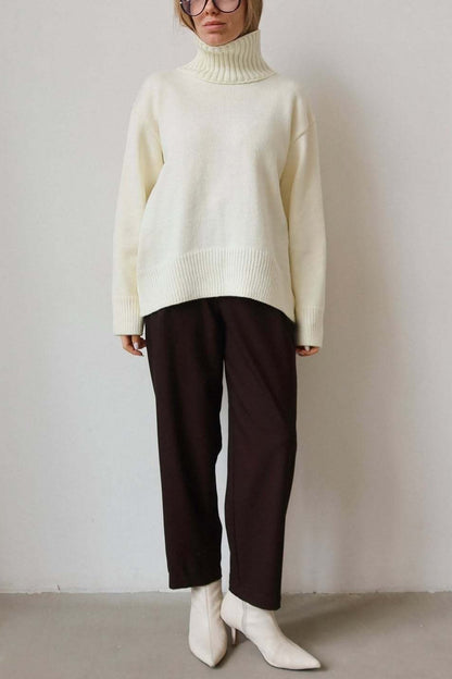 Oversized Solid Color Turtleneck Fashion Sweater