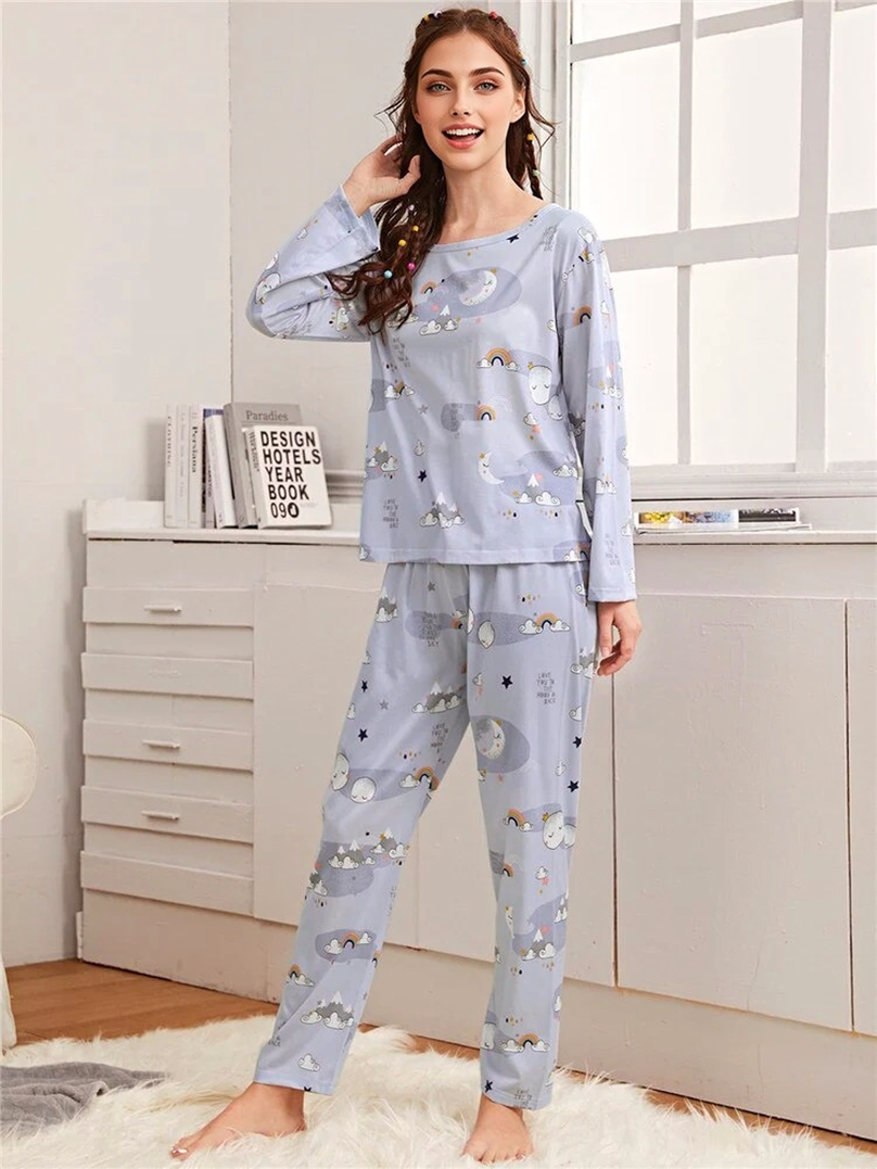 JuliaFashion - 2024 Soft Cute Cartoon Pajamas Set