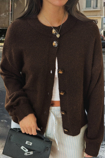 Minimalist Button Long Sleeve Christmas Cardigan